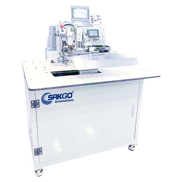 Automatic polo shirt button attaching machine